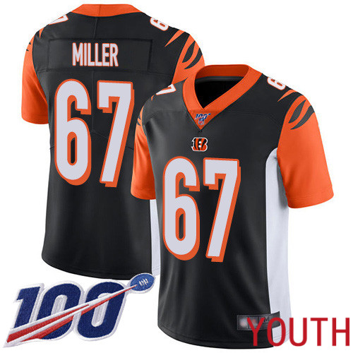 Cincinnati Bengals Limited Black Youth John Miller Home Jersey NFL Footballl #67 100th Season Vapor Untouchable->cincinnati bengals->NFL Jersey